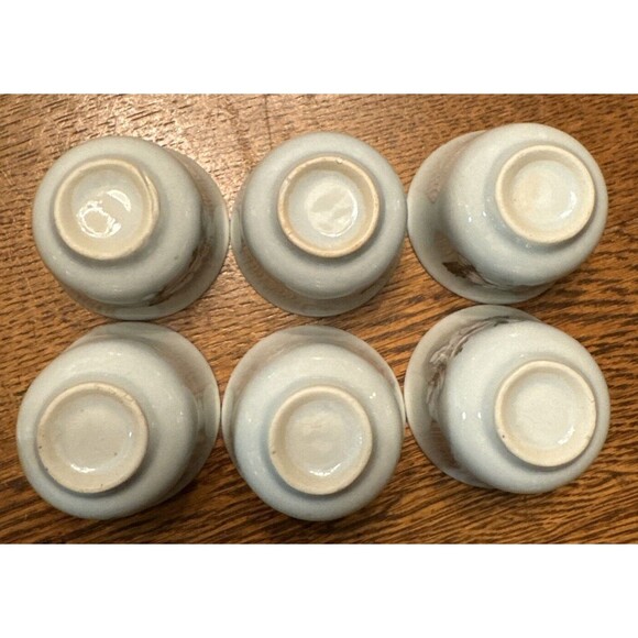 Asian Sage Green Long Neck Saki Teapot & 6 Cups Dogwood Branch Japanese Vintage - Picture 9 of 9